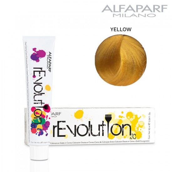 AlfaParf rEvolution Originals Yellow tiešās iedarbības matu krāsa dzeltenā 90ml AlfaParf rEvolution Originals Yellow tiešās iedarbības matu krāsa dzeltenā 90ml