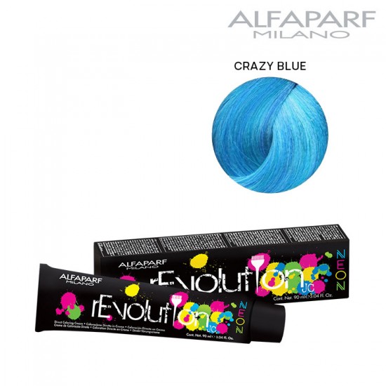 AlfaParf rEvolution Neon Crazy Blue ammonia-free direct color cream with fluorescent effect 90ml AlfaParf rEvolution Neon Crazy Blue ammonia-free direct color cream with fluorescent effect 90ml