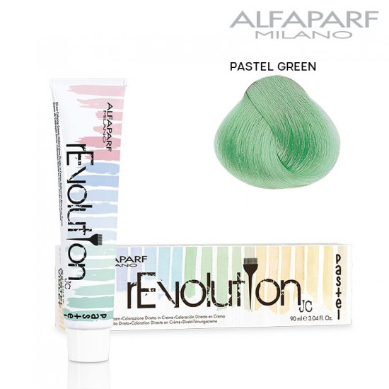 AlfaParf rEvolution Pastel Green tiešās iedarbības matu krāsa gaiši zaļā 90ml AlfaParf rEvolution Pastel Green tiešās iedarbības matu krāsa gaiši zaļā 90ml