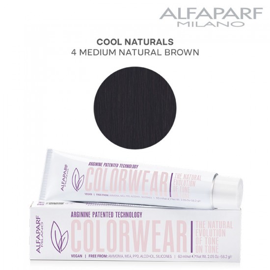 AlfaParf Color Wear matu krāsa Cool Naturals 4 Medium Natural Brown 60ml AlfaParf Color Wear matu krāsa Cool Naturals 4 Medium Natural Brown 60ml