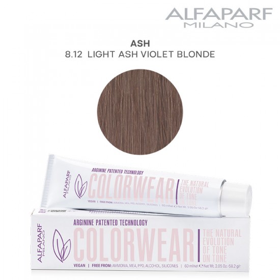 AlfaParf Color Wear matu krāsa Ash 8.12 Light Ash Violet Blonde 60ml AlfaParf Color Wear matu krāsa Ash 8.12 Light Ash Violet Blonde 60ml