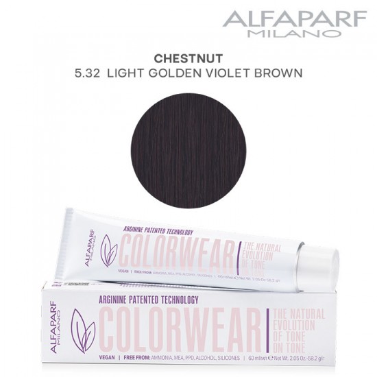 AlfaParf Color Wear matu krāsa Chestnut 5.32 Light Golden Violet Brown 60ml AlfaParf Color Wear matu krāsa Chestnut 5.32 Light Golden Violet Brown 60ml