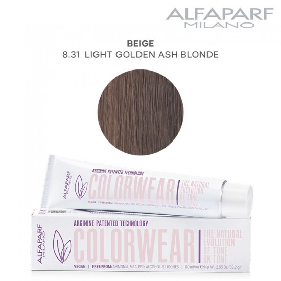 AlfaParf Color Wear matu krāsa Beige 8.31 Light Golden Ash Blonde 60ml AlfaParf Color Wear matu krāsa Beige 8.31 Light Golden Ash Blonde 60ml