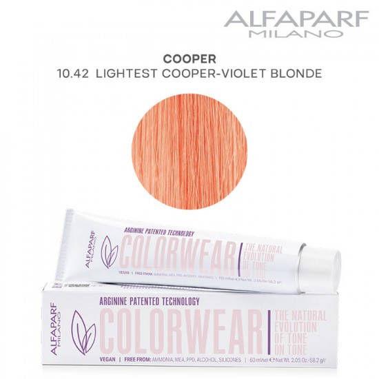 AlfaParf Color Wear matu krāsa Cooper 10.42 Lightest Cooper Violet Blonde 60ml AlfaParf Color Wear matu krāsa Cooper 10.42 Lightest Cooper Violet Blonde 60ml
