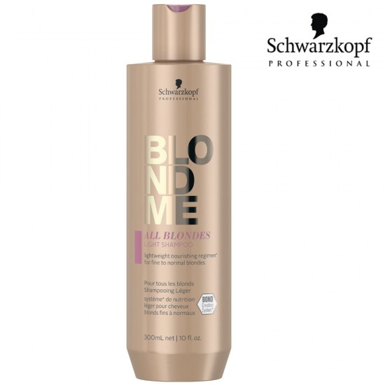 Schwarzkopf Pro BlondMe All Blondes Light viegli kopjošs šampūns blondiem matiem 300ml Schwarzkopf Pro BlondMe All Blondes Light viegli kopjošs šampūns blondiem matiem 300ml
