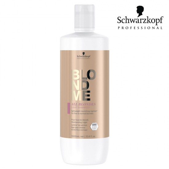 Schwarzkopf Pro BlondMe All Blondes Light viegli kopjošs šampūns blondiem matiem 1L Schwarzkopf Pro BlondMe All Blondes Light viegli kopjošs šampūns blondiem matiem 1L