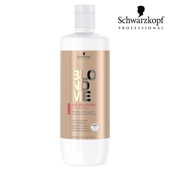 Schwarzkopf Pro BlondMe All Blondes Rich šampūns blondiem matiem 1L Schwarzkopf Pro BlondMe All Blondes Rich šampūns blondiem matiem 1L