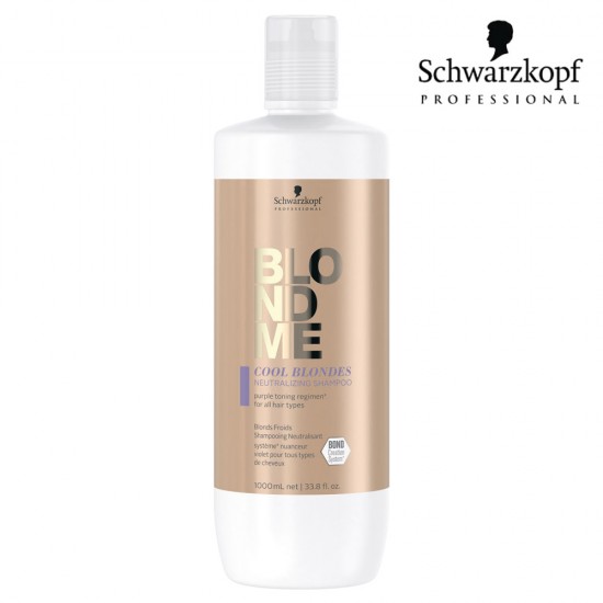 Schwarzkopf Pro BlondMe Cool Blondes neitralizējošs šampūns vēsi blondiem matiem 1L Schwarzkopf Pro BlondMe Cool Blondes neitralizējošs šampūns vēsi blondiem matiem 1L