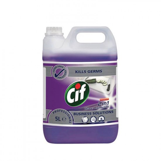 Cif 2in1 Cleaner&Disinfectant virsmu tīrīšanas un dezinfekcijas līdzeklis koncentrats 5L Cif 2in1 Cleaner&Disinfectant virsmu tīrīšanas un dezinfekcijas līdzeklis koncentrats 5L