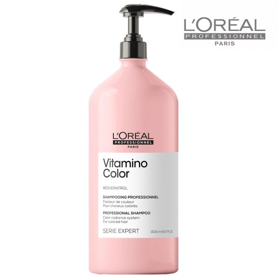 Loreal Serie Expert Vitamino Color šampūns krāsotiem matiem 1,5L Loreal Serie Expert Vitamino Color šampūns krāsotiem matiem 1,5L