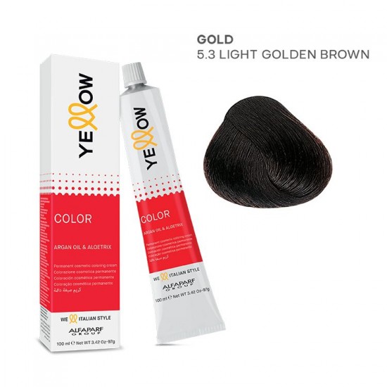 Yellow Color permanentā matu krēmkrāsa 100ml Nr.5.3 Yellow Color permanentā matu krēmkrāsa 100ml Nr.5.3