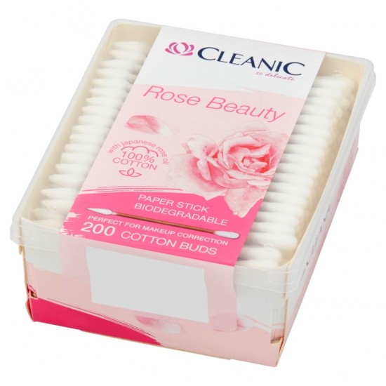 Vates kociņi Cleanic Rose Beauty Make-up ar papīra katiņu 200gab Vates kociņi Cleanic Rose Beauty Make-up ar papīra katiņu 200gab