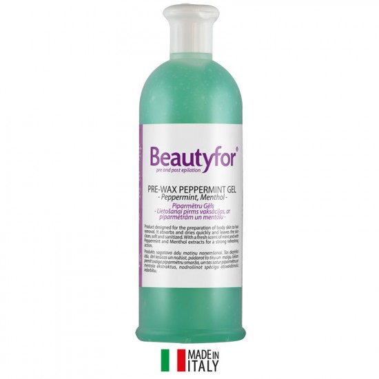 Beautyfor piparmētru gēls pirms vaksācijas ar mentolu 500ml Beautyfor piparmētru gēls pirms vaksācijas ar mentolu 500ml