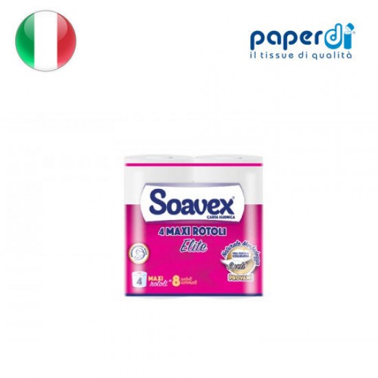 Tualetes papīrs Soavex Elite 2 kārtas 9.5x11cm 736 loksnes 4 ruļļi Tualetes papīrs Soavex Elite 2 kārtas 9.5x11cm 736 loksnes 4 ruļļi