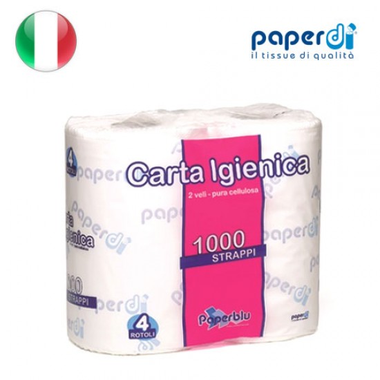 Tualetes papīrs Paperdi 2 kārtas 9.6x12cm 1000 loksnes 4 ruļļi Tualetes papīrs Paperdi 2 kārtas 9.6x12cm 1000 loksnes 4 ruļļi
