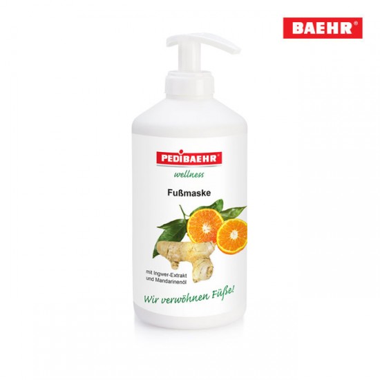 Pedibaehr Fußmaske maska pēdām ar ingveru-mandarīnu 500ml ar dozatoru Pedibaehr Fußmaske maska pēdām ar ingveru-mandarīnu 500ml ar dozatoru