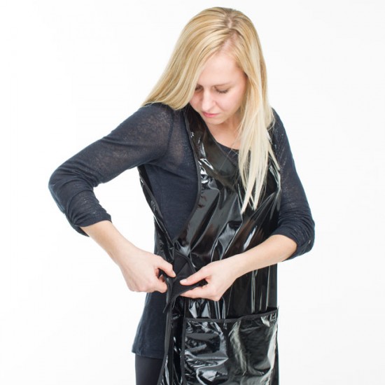 Hairdresser apron, black, with pockets in front Hairdresser apron, black, with pockets in front