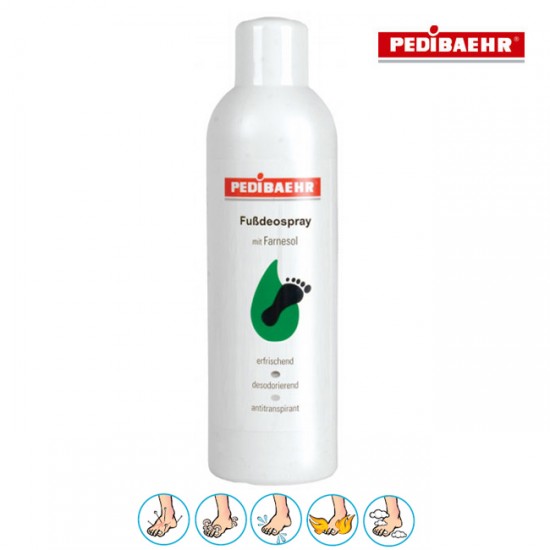 Pedibaehr Fußdeospray izsmidzinātājs svīstošām kājām ar farnezolu 1L Pedibaehr Fußdeospray izsmidzinātājs svīstošām kājām ar farnezolu 1L